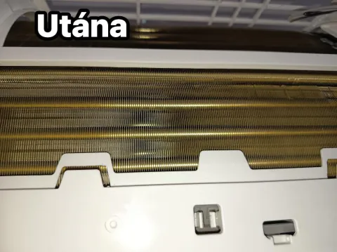 Klímatisztítás után: tiszta, csillogó hőcserélő lamellák